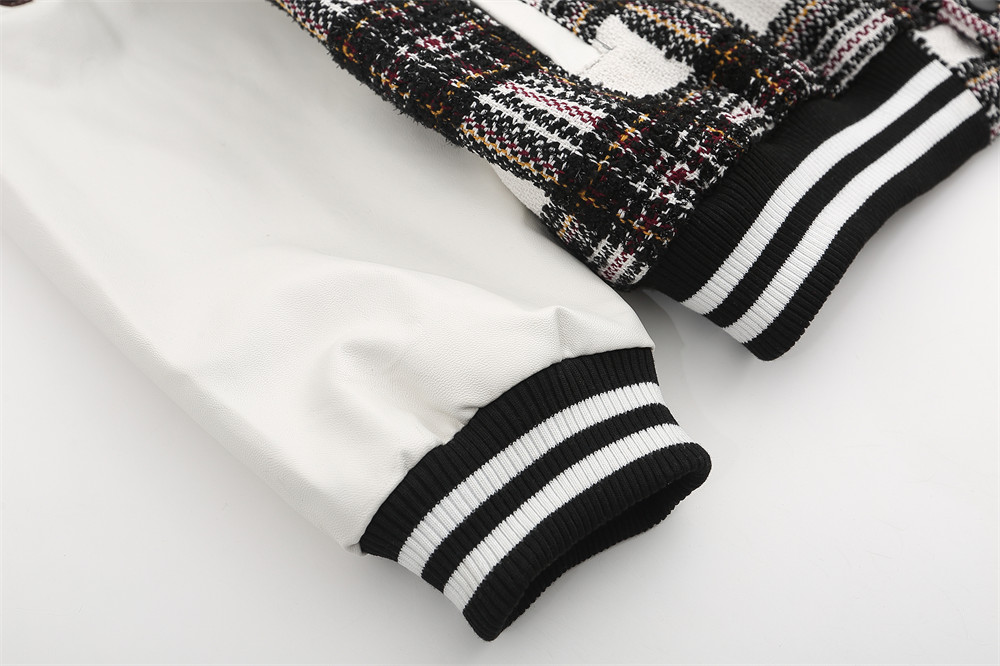 Contrast Panel Woven Plaid Baseball Jersey Men's