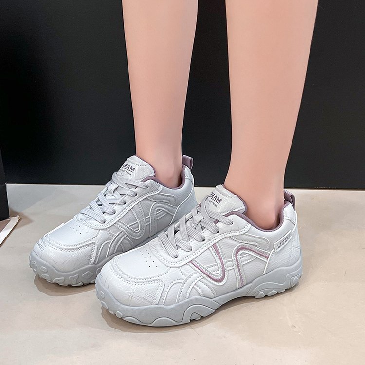 Women's Korean platform sneakers – purple color side profile view