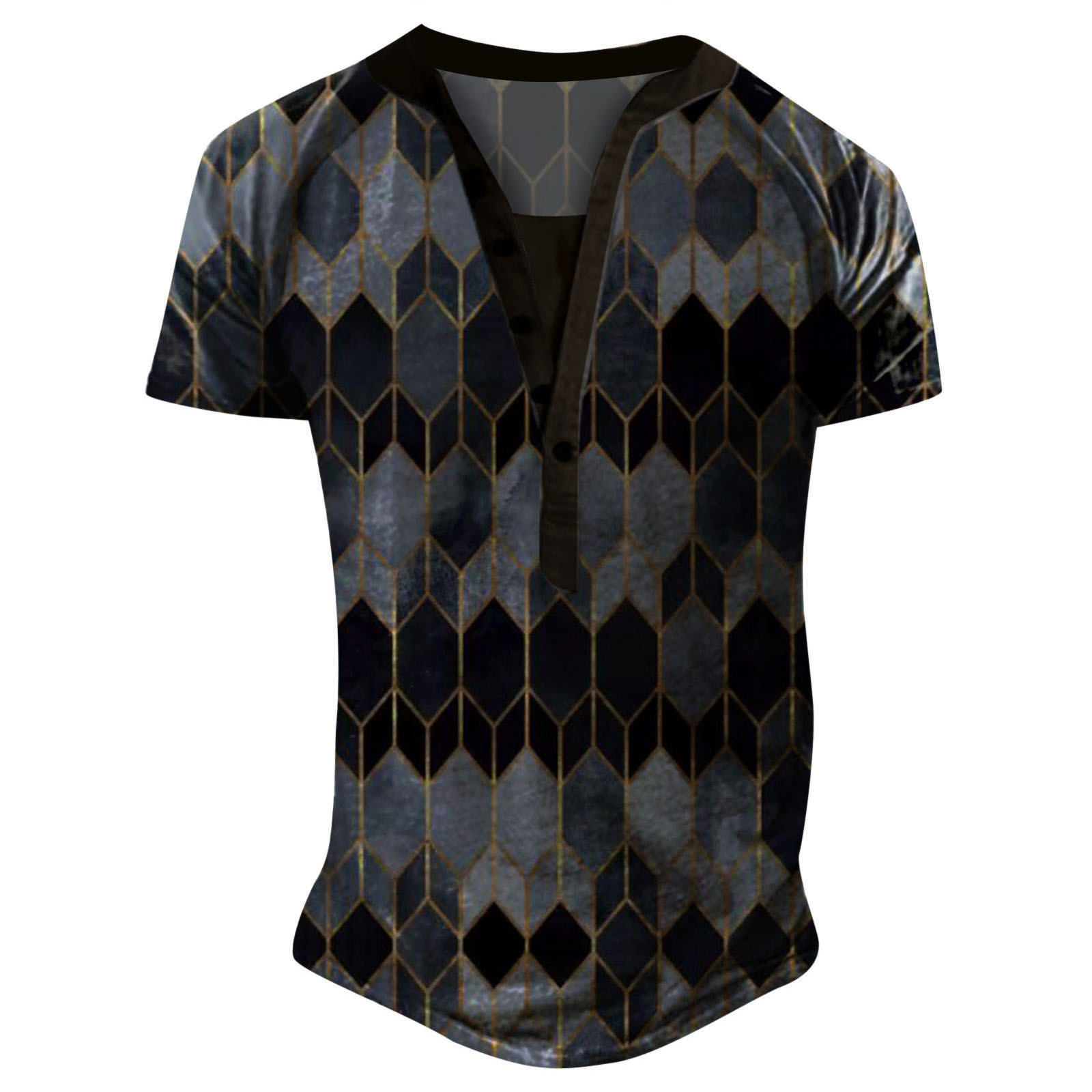 Title 8, Heren losse casual trend opstaande kraag print ...