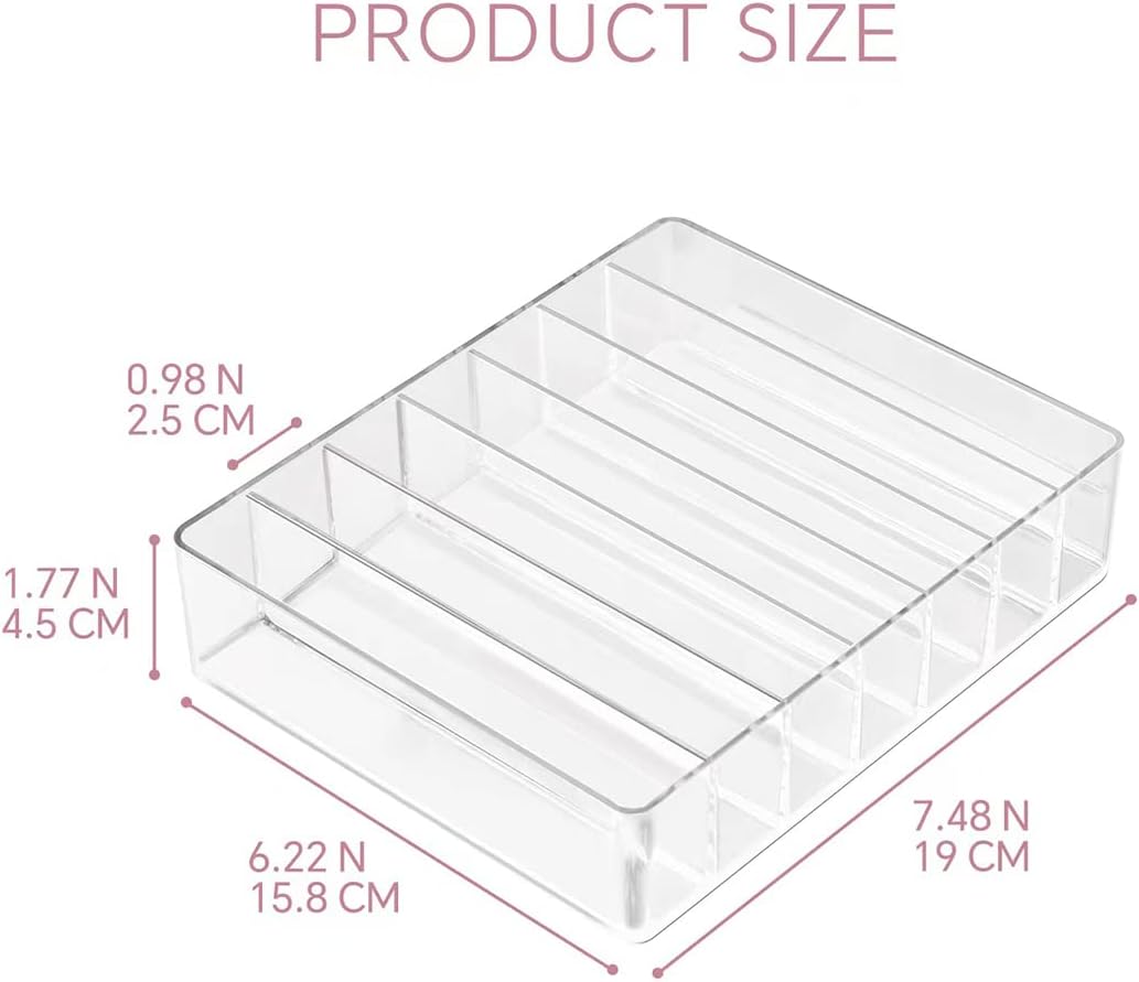 Makeup Organizer For Eyeshadow Palette And Lipstick Organizer, 7 Section Divided Makeup Palette Organizer For Vanity Drawer Countertop Modern Cosmetics Storage