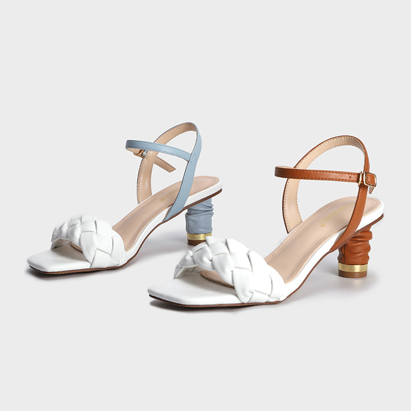Woven High Heel Sandals New Square Toe