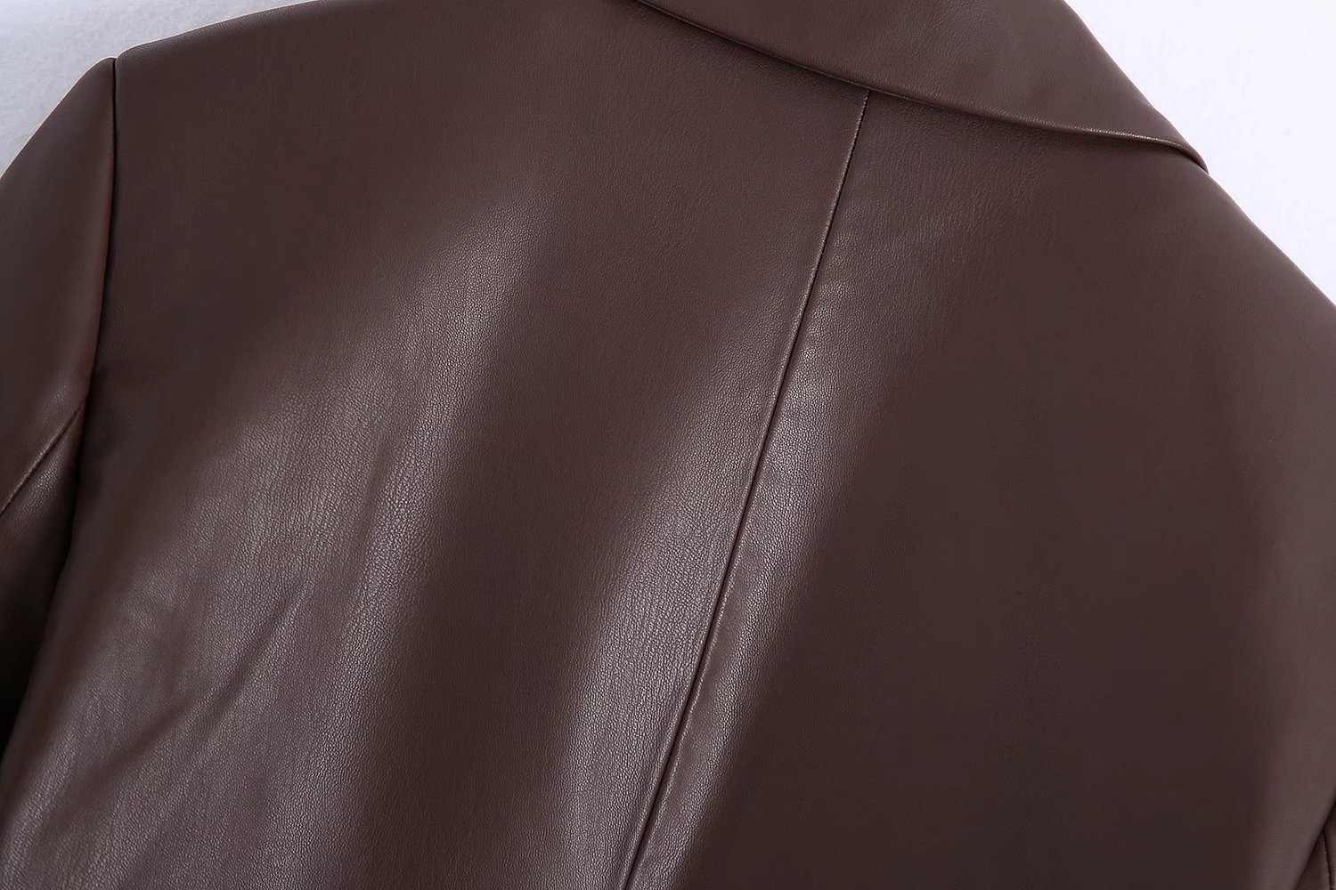 Women's Lapel Single-breasted PU Loose Coat