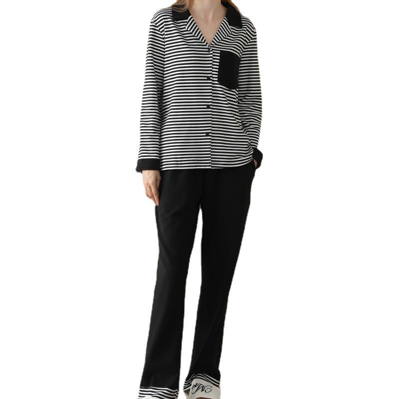 Title 2, Black And White Stripes Long Sleeve Trousers Suit