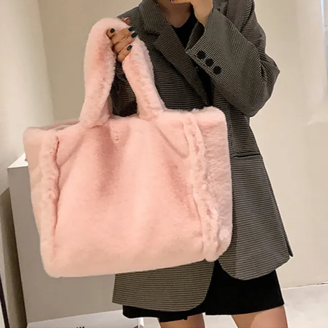 Winter Bags Chain Plush Handbag Totes Women Shoulder Bag Pink - Shop at LoveMi