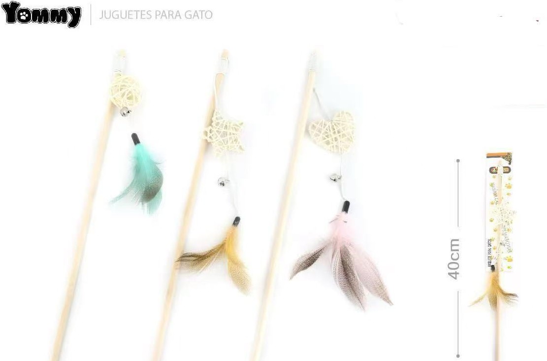 Wooden Rods And Rattan Balls Tease Cat Sticks