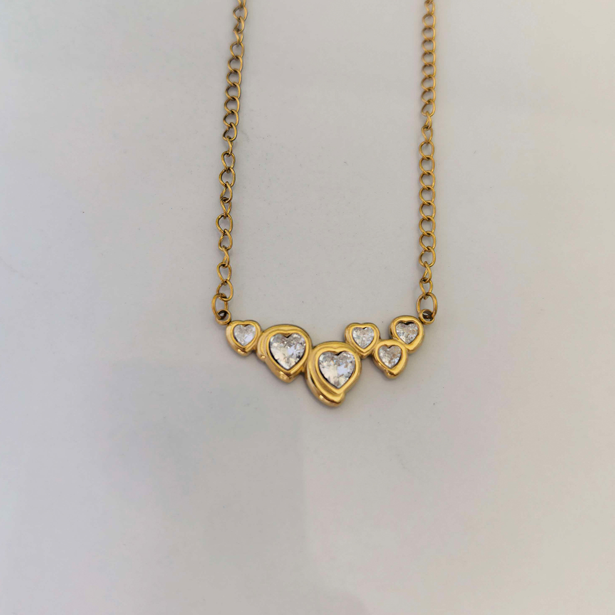 Stainless Steel Heart-shaped Pendant Necklace With Zircon Inlay — view 2