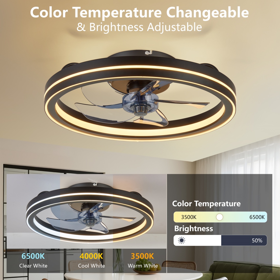 RGB Ceiling Fan With Lights, Low Profile Ceiling Fans With Lights And Remote... 4