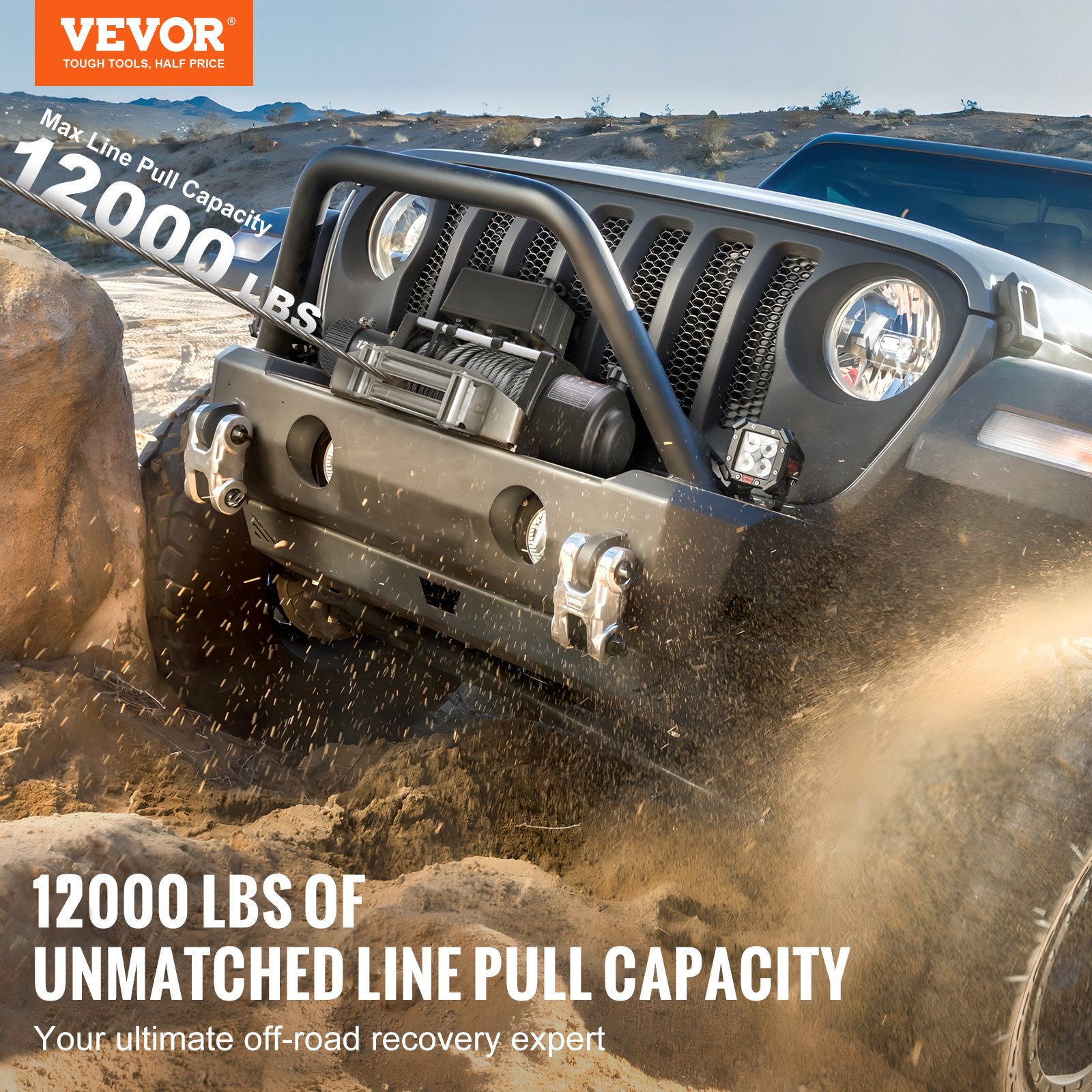 Truck Winch 12000lbs Electric Winch 85ft 26m Steel Cable 12V Power Winch Jeep Winch With... thumbnail 1