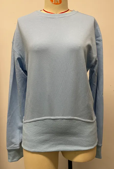 Women's Cotton Long Sleeve Crew Neck Solid Color Hoodie Light Grey - Shop at LoveMi