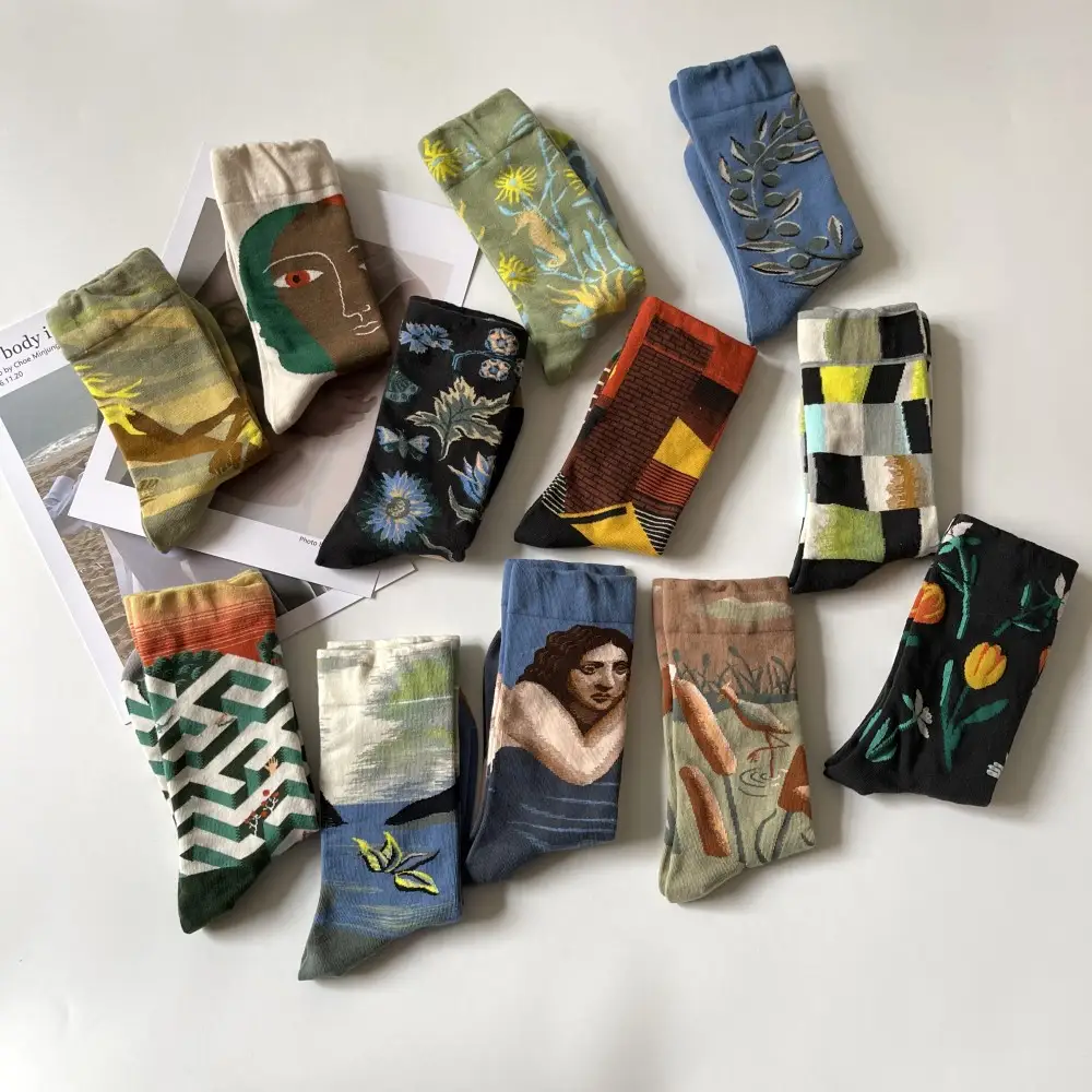 Literary Retro Oil Painting Portrait Personality In Tube Socks