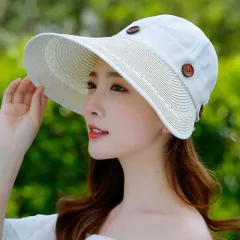 Summer Riding Windbreak Hat Sun Hat Fashion Detachable Hollow Hat Korean Big Brim Sun Hat - White - View 1