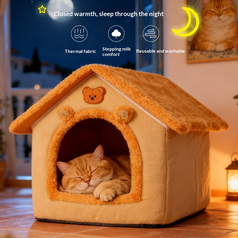 Cat Bed, Winter Warm, Enclosed, All-season, Removable And Washable, Suitable For Cats And Dogs.
