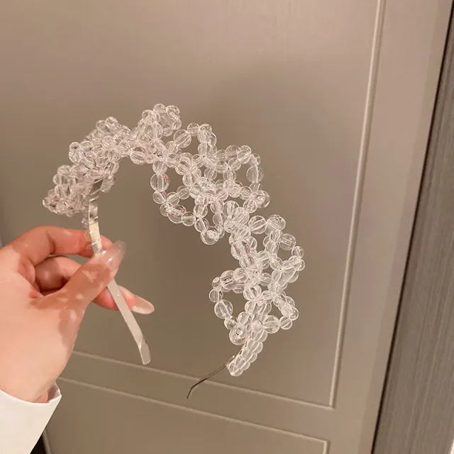 New Crystal Woven Flower Hairpin One Word Clip Hairband Headband - Shop at LoveMi