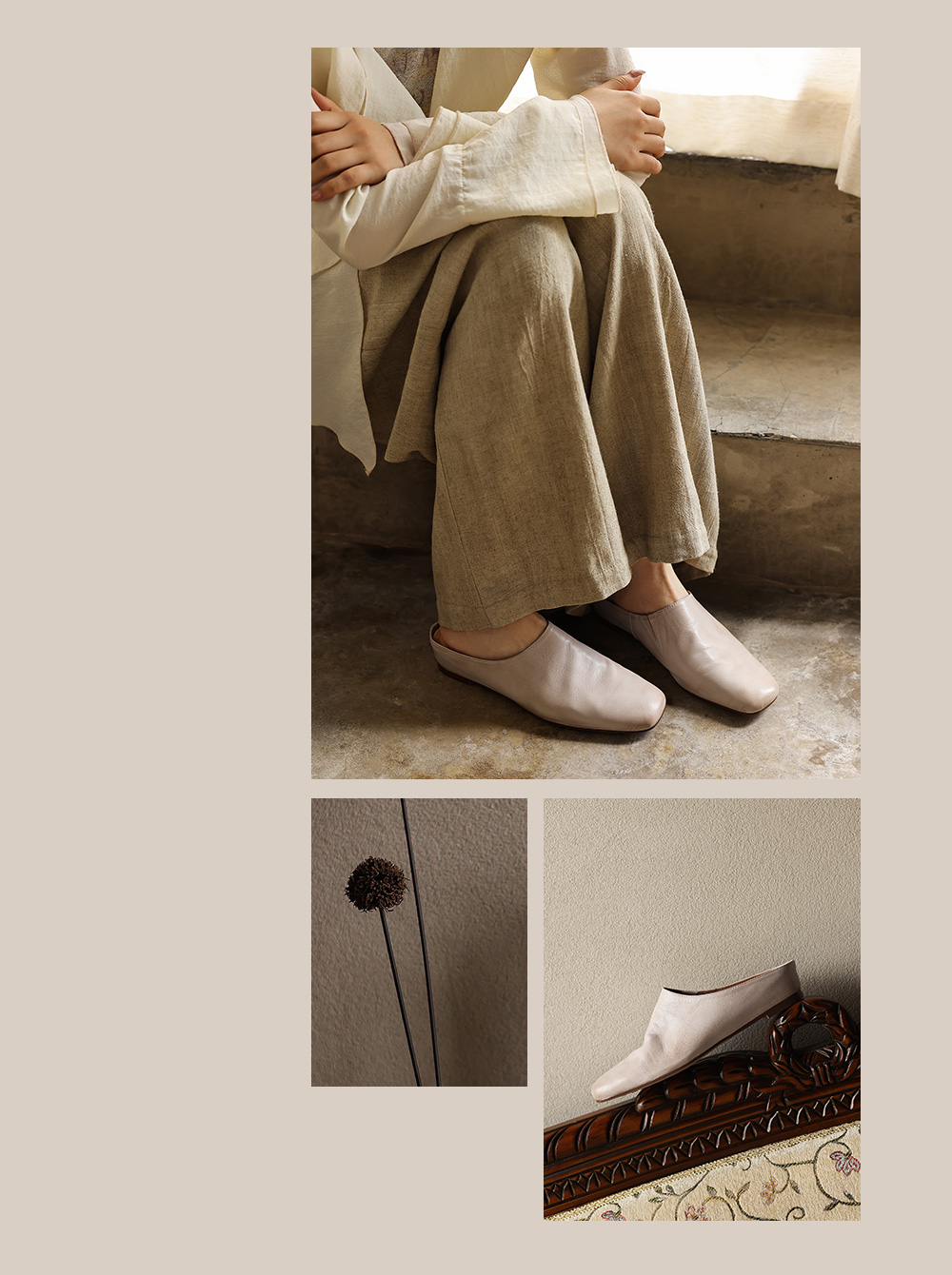 Sheepskin Ruched Mule Slides insole detail – Sarah Express