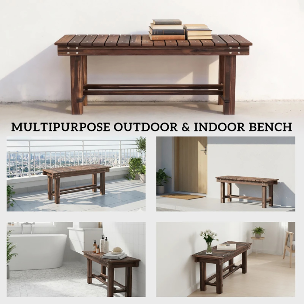 Garden Bench 0.8 Inch Seater Outdoor Bench With Storage Shelf 35.4inch... 4