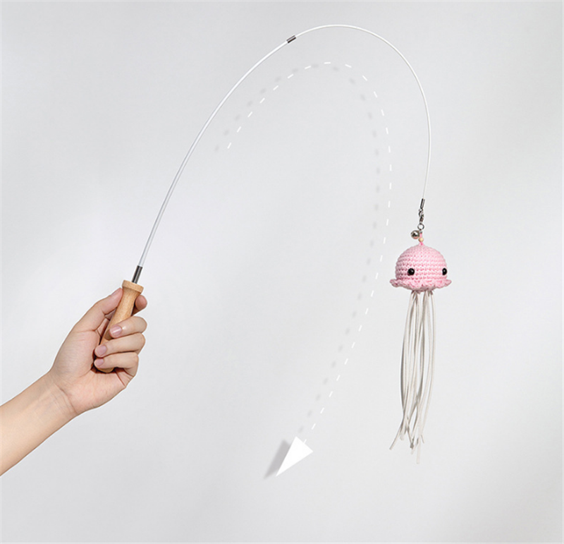 Funny Cat Stick Telescopic Rod Steel Wire Cat Toy Bite Resistant Bell