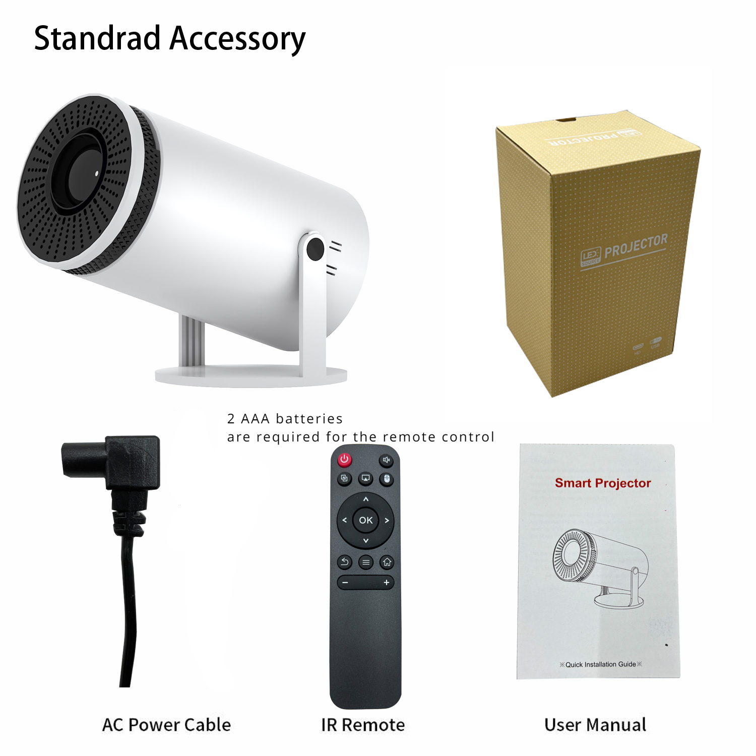 Smart Portable Theater Projector With Trapezoidal Image Correction, Wifi 6 Support, Android 12 And Multiple Ports, Mini Size For Phone And Laptop