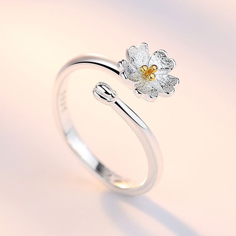 Title 1, Lotus Silver Plated Ring Female Fashion Sweet A...