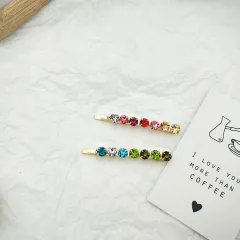Vintage Geometric Metal Acrylic Resin Hair Clip - Pink Green Clip Set - View 1