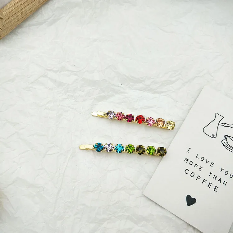 Vintage Geometric Metal Acrylic Resin Hair Clip - Pink Green Clip Set