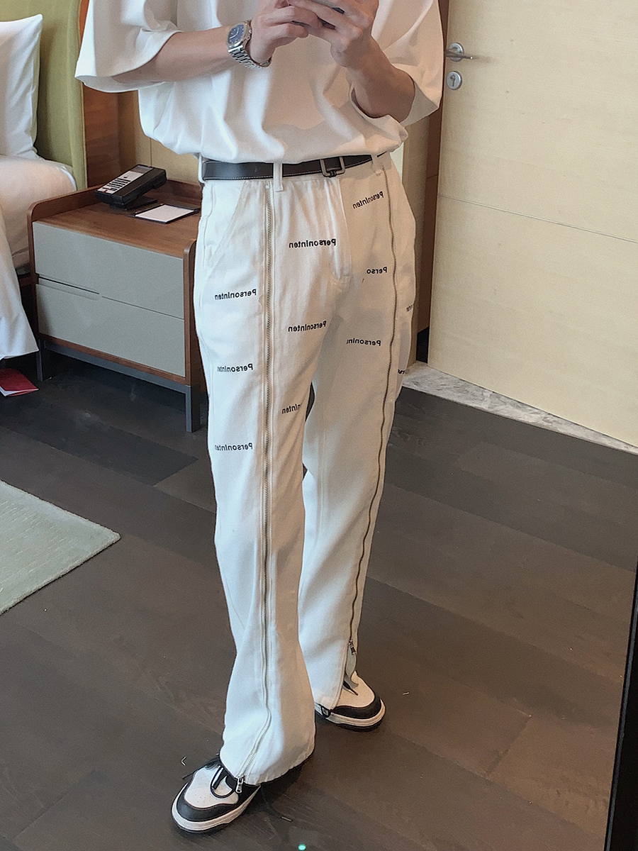 Design Niche Side Zipper-breasted Jeans