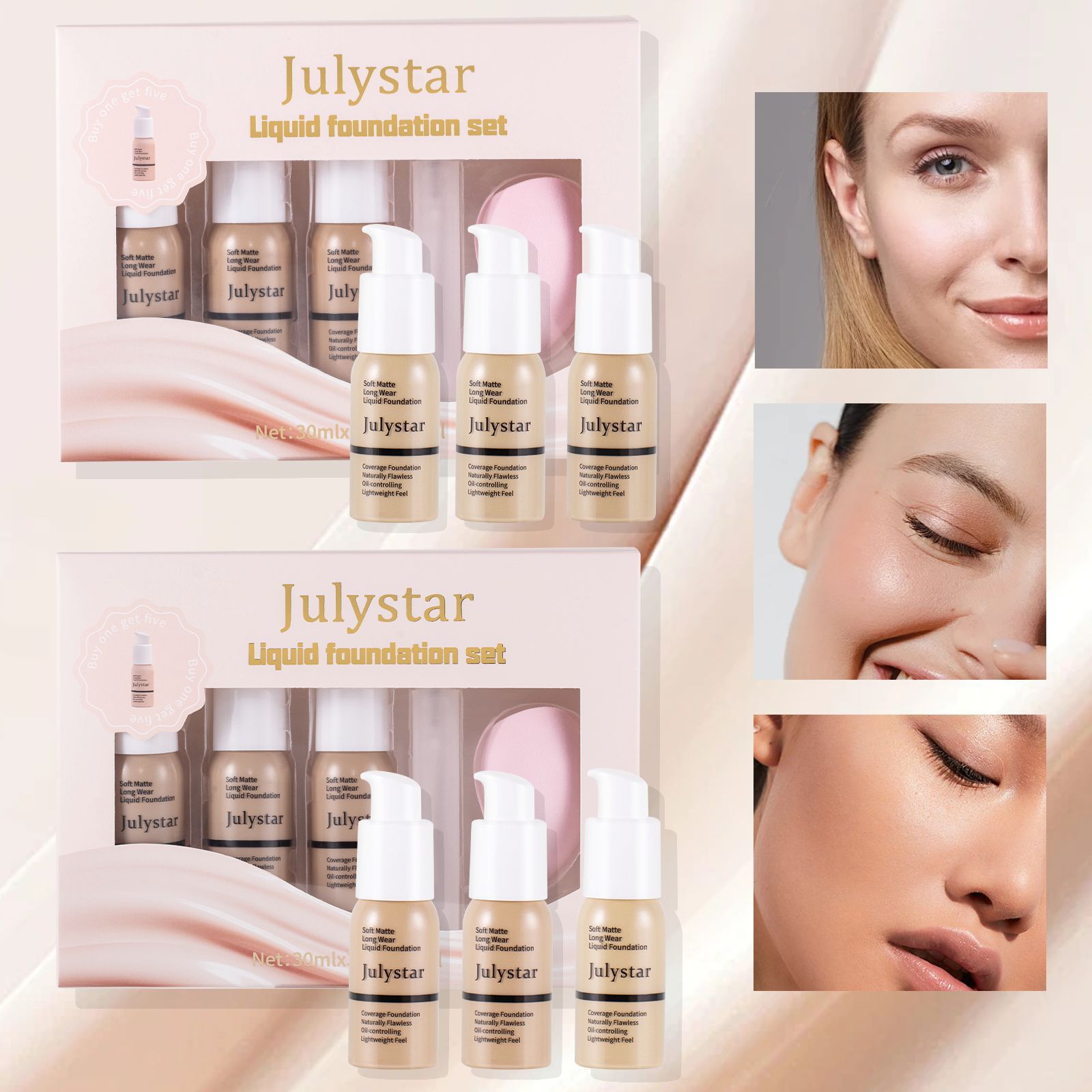 Concealer Long Lasting Makeup Setting Without Taking Off Makeup Liquid Foundation Facial Natural Moisturizing Foundation Make-up Set — foto 3