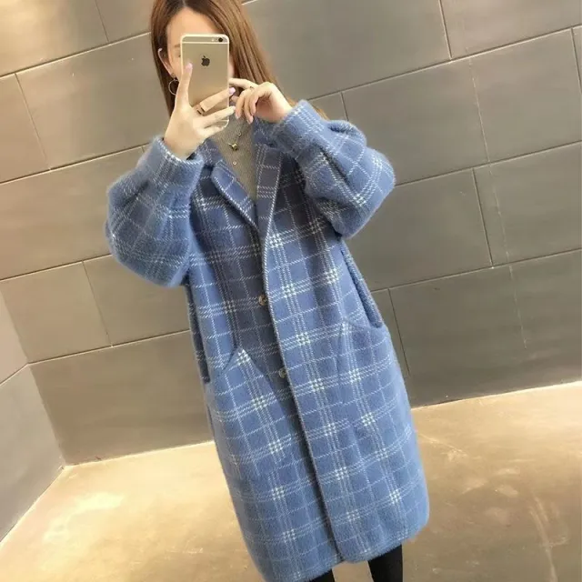 Thick And Large Mid Length Mink Coat Blue - Shop at LoveMi