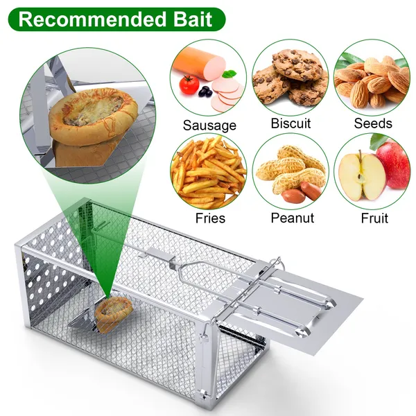 Single Door Rat Trap Cage Humane Rodent Trap Mouse Trap Silver - Shop at LoveMi