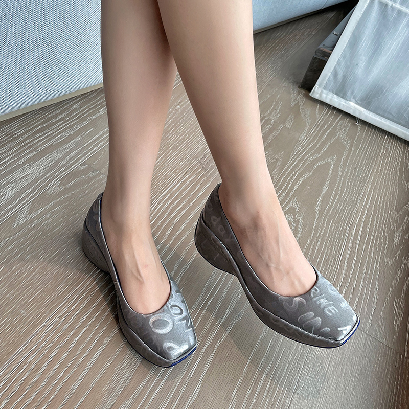 Square Toe Platform Shoes Women All Match Shallow Mouth