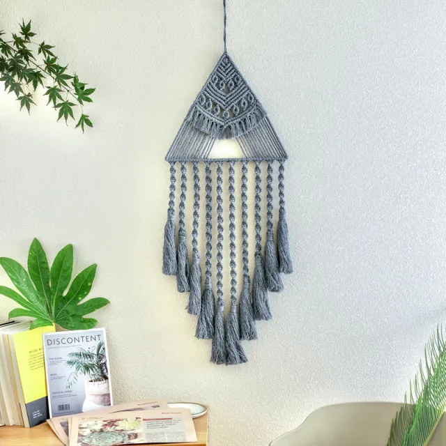 Handwoven Home Decor Triangle Dream Catcher Pendant Grey - Shop at LoveMi