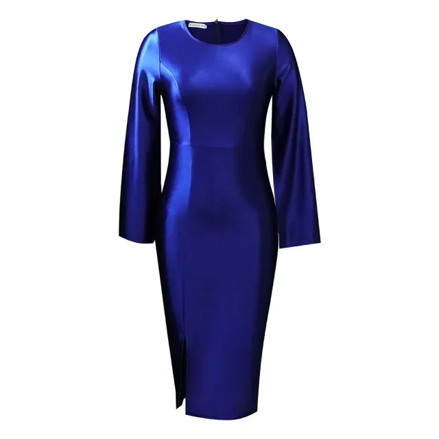 Solid Color Ladies Fashion Elegant Cape Dress Dark Blue - Shop at LoveMi