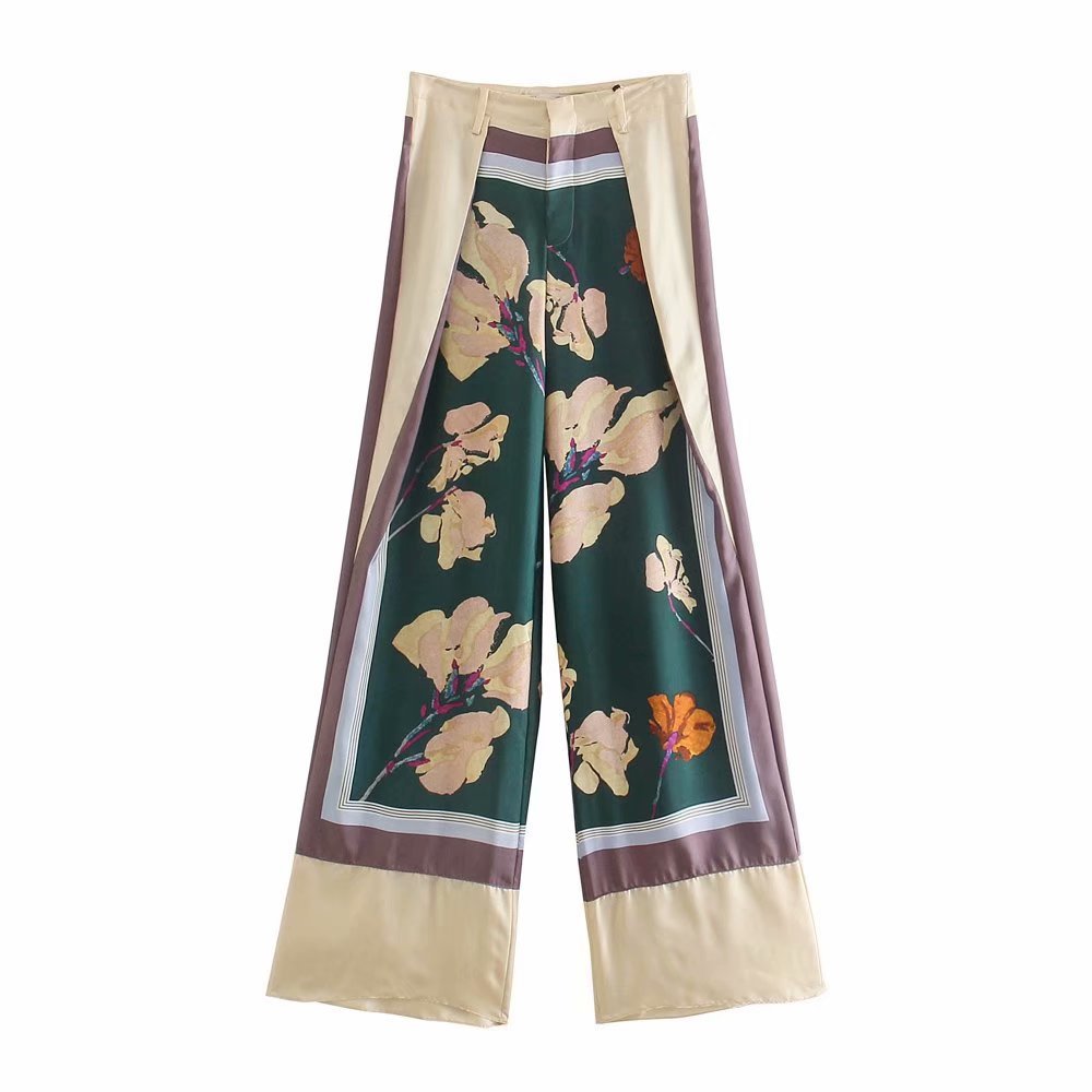 Retro Fashion Print Kimono Style Outer Pants