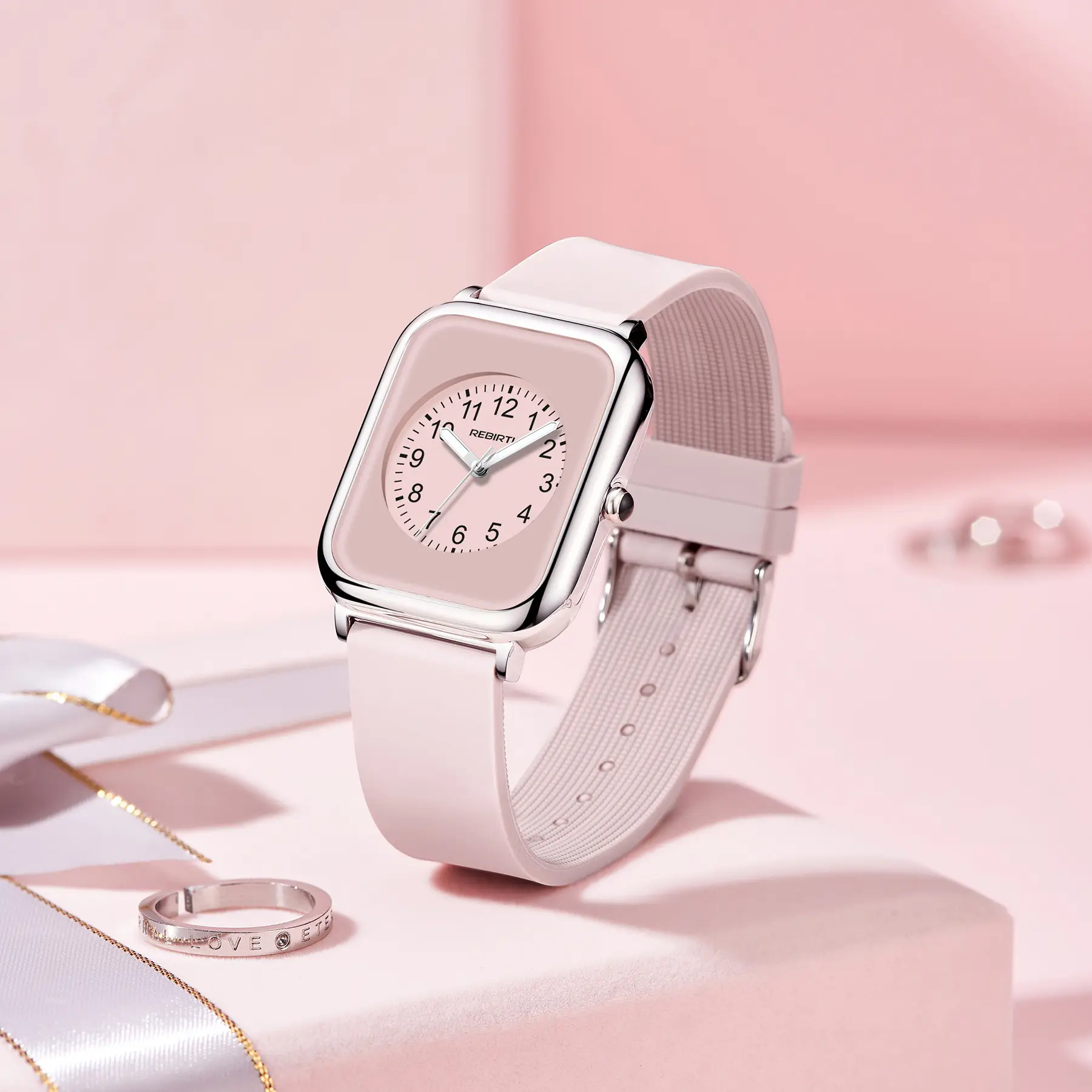 Black Square Waterproof Ladies Watch Sophisticated And Elegant