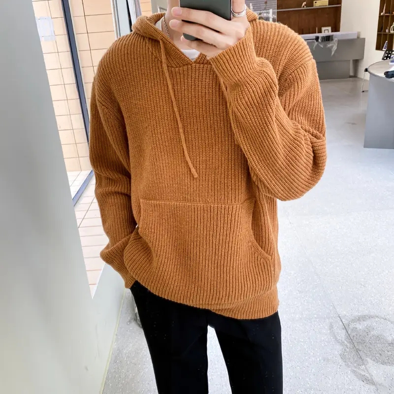 Young Men's Casual Fashion Knitted Sweater Coat