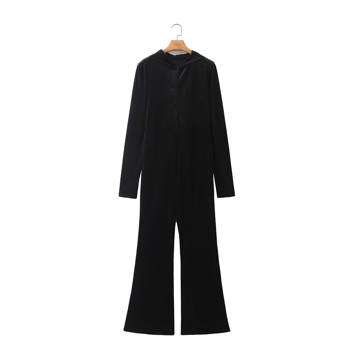 Women's Slim Fitting Velvet Hooded Jumpsuit - Image 6