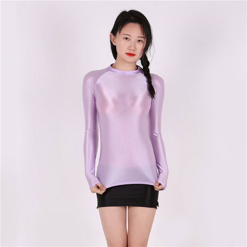 Title 8, Fashion Bright Shiny Tights Slim T-shirt Sexy T...