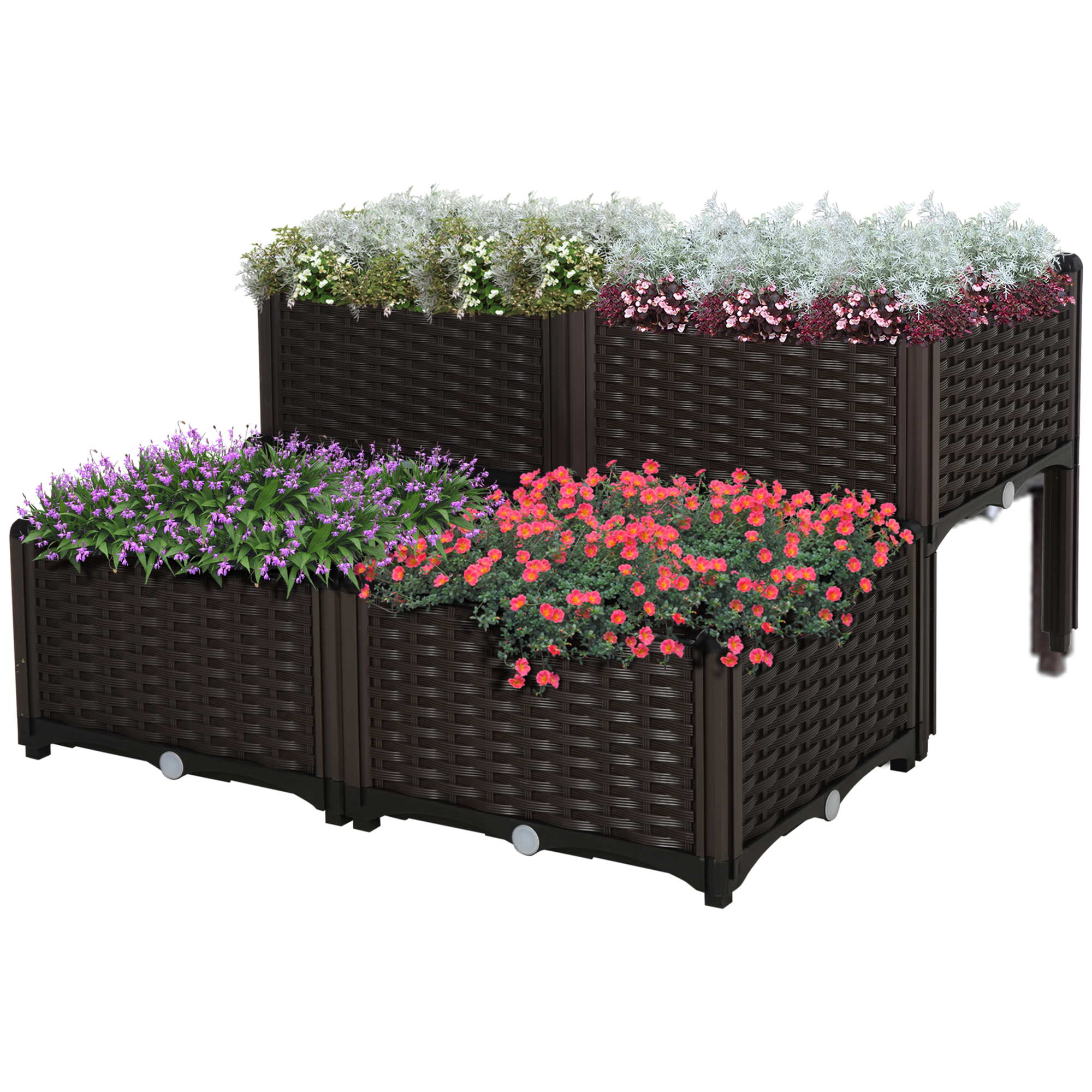 Four Piece Set 26L Garden Elevated Flowerpot Planting Box, Made Of PP Material — image 8