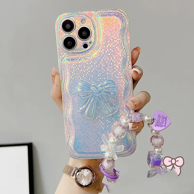 Laser Square With Bead Chain For Mobile Phone Case