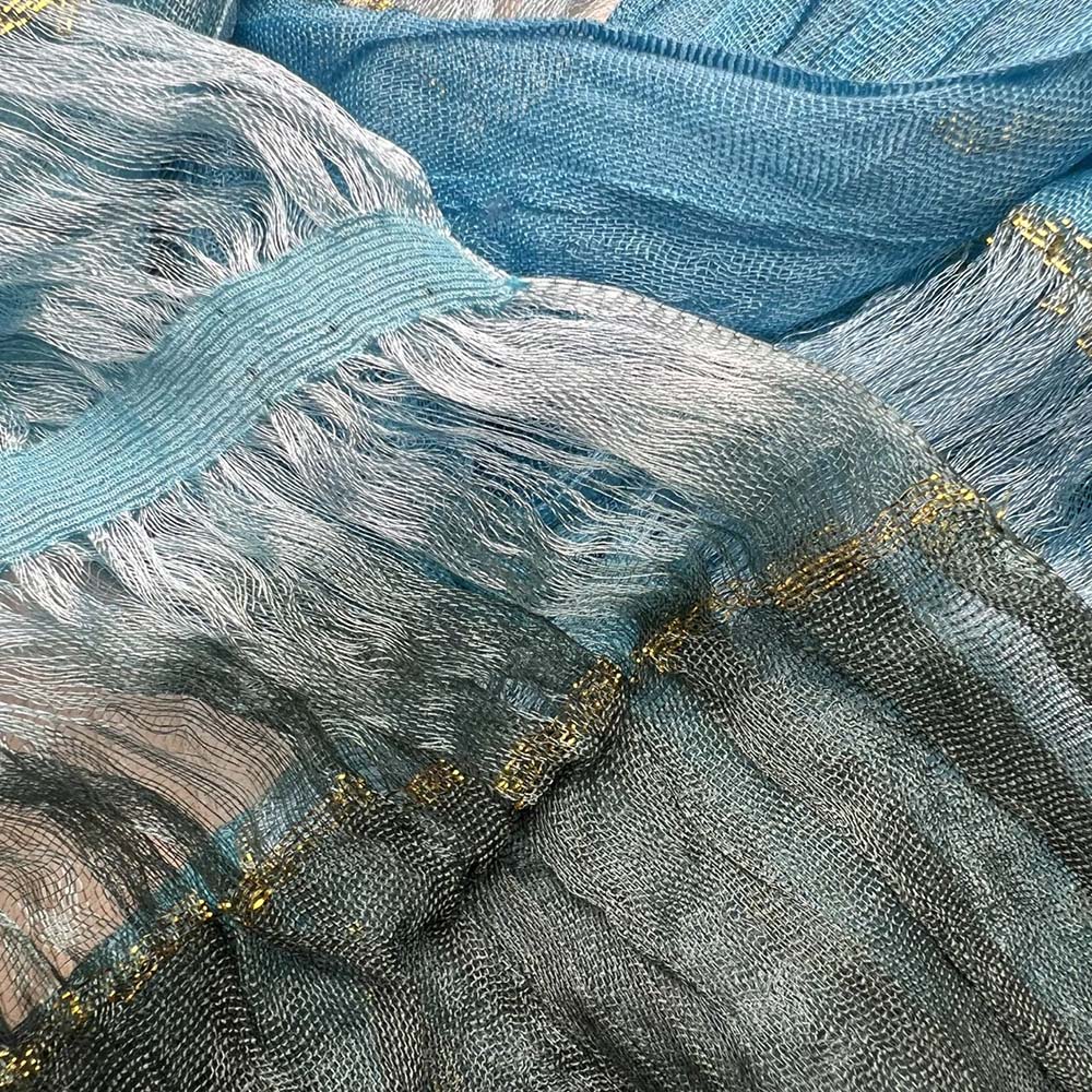 2pcs Shimmer Skinny Scarf,Trendy Narrow Cut,Iridescent Turquoise Hue,Office Appropriate Subtlety For Women Men