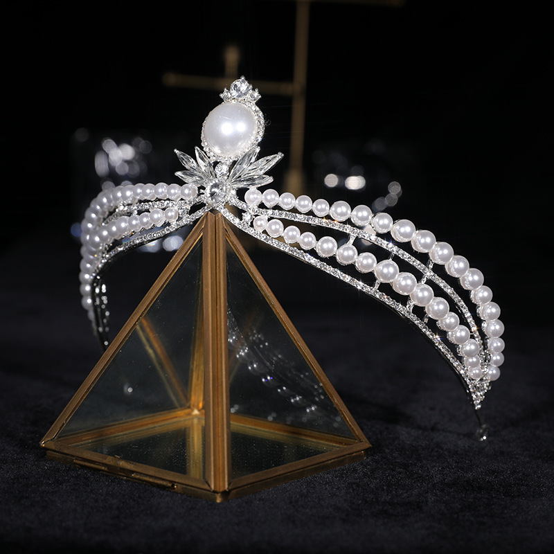 Bridal Crown Baroque Pearl High end Luxury Headband G4387 Silver - Shop at LoveMi
