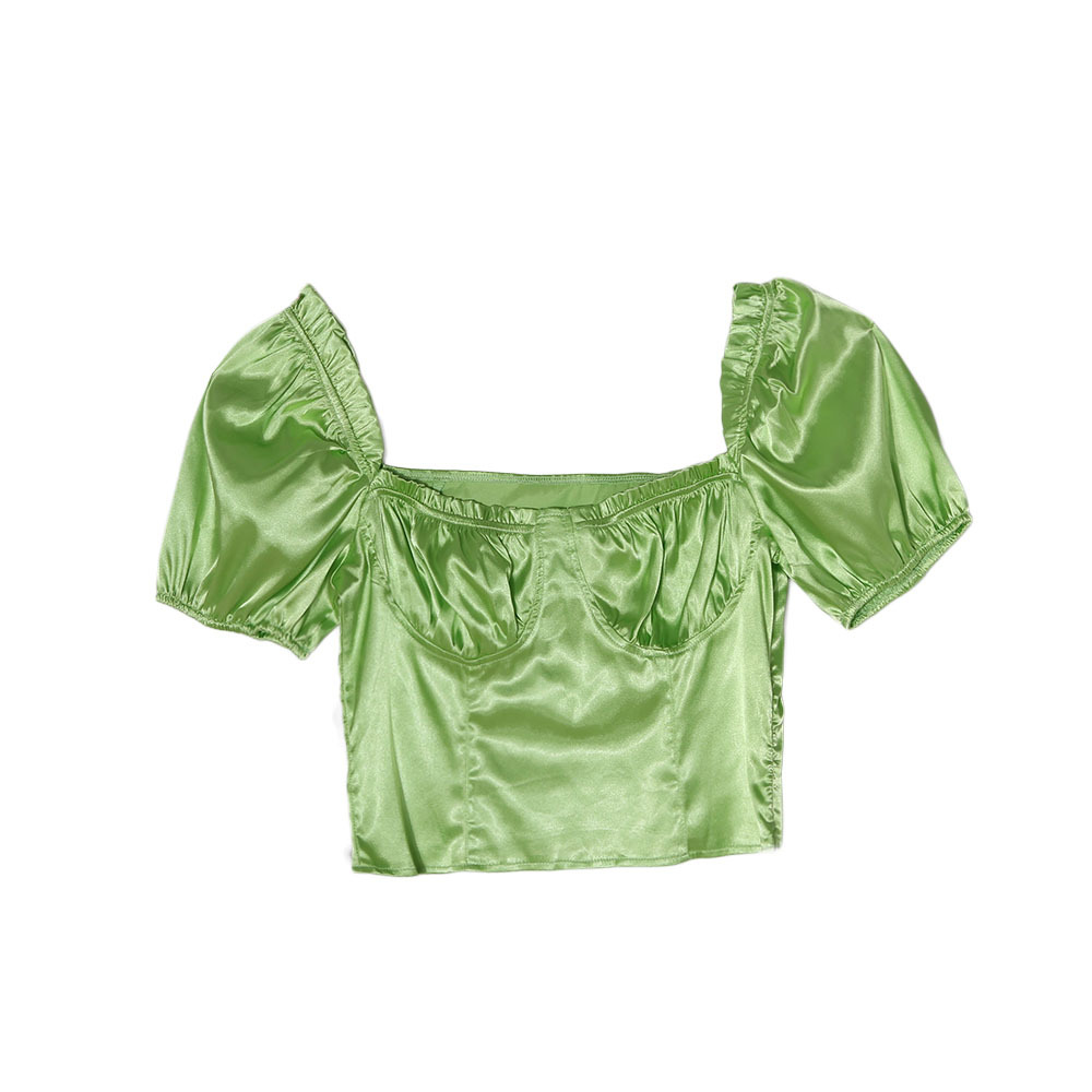 Title 3, Solid Color Ruffled Lace Slim-fit T-shirt