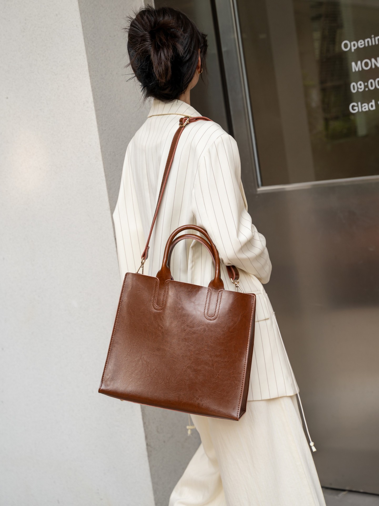 Sac pour femme en cuir véritable, déplacements transfrontaliers – Image 3