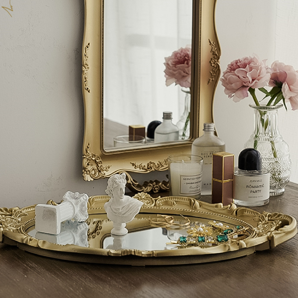 Gold & Silver Vintage Mirror Tray