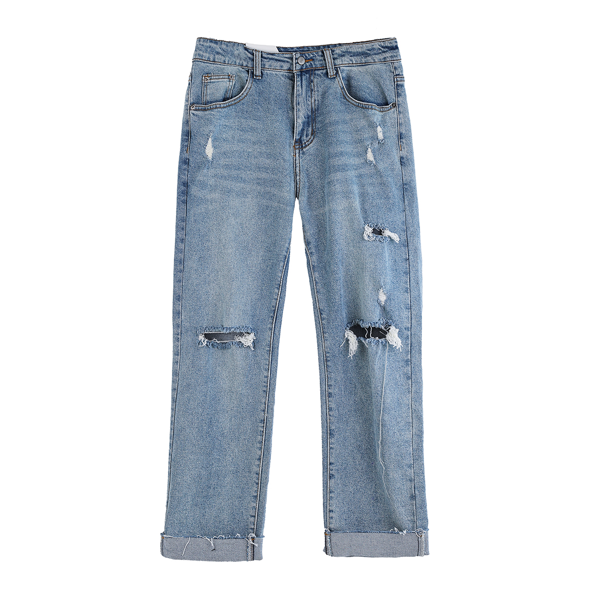 Title 1, Zerrissene Jeans Herren Loose Straight-Leg Japa...