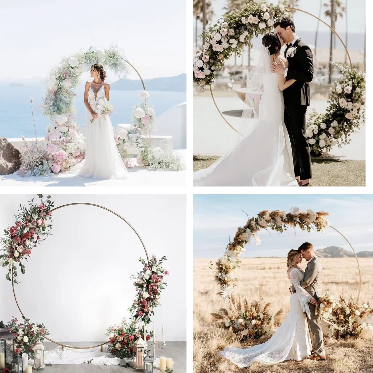 2M Round Hoop Balloon Arch Backdrop Flower Gold Display Stand Frame Wedding — image 6