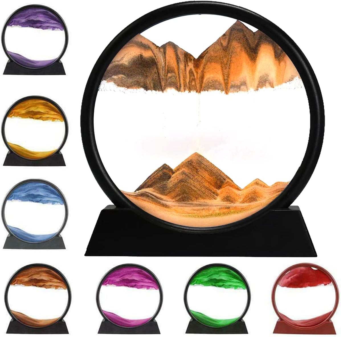 3d Dynamic Sand Art Moving Liquid Motion Picture Round Glass Desk_voghion.com