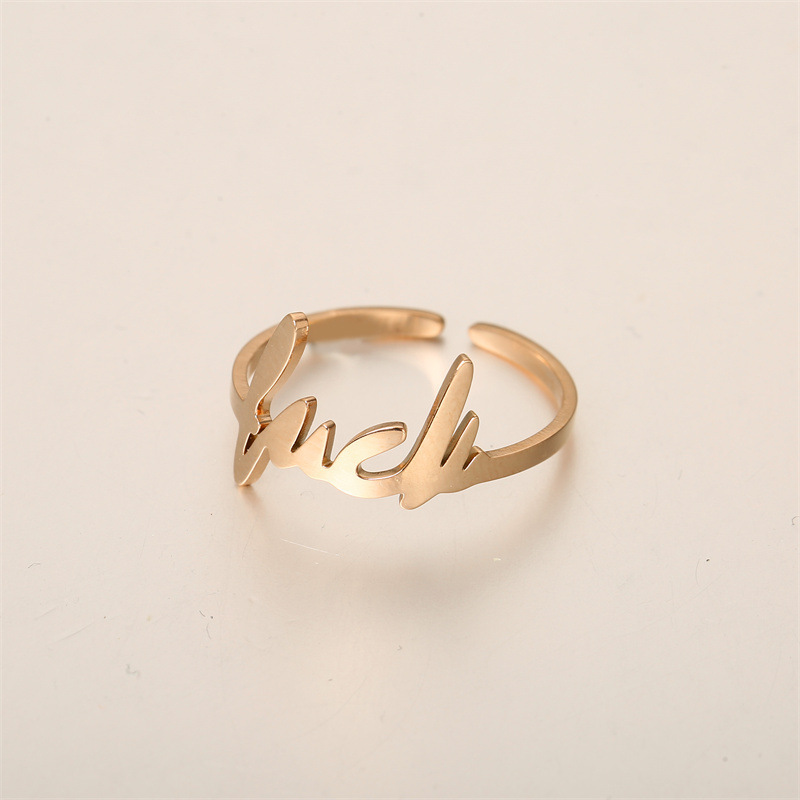 Ladies Fashion Letter Ring Titanium Steel