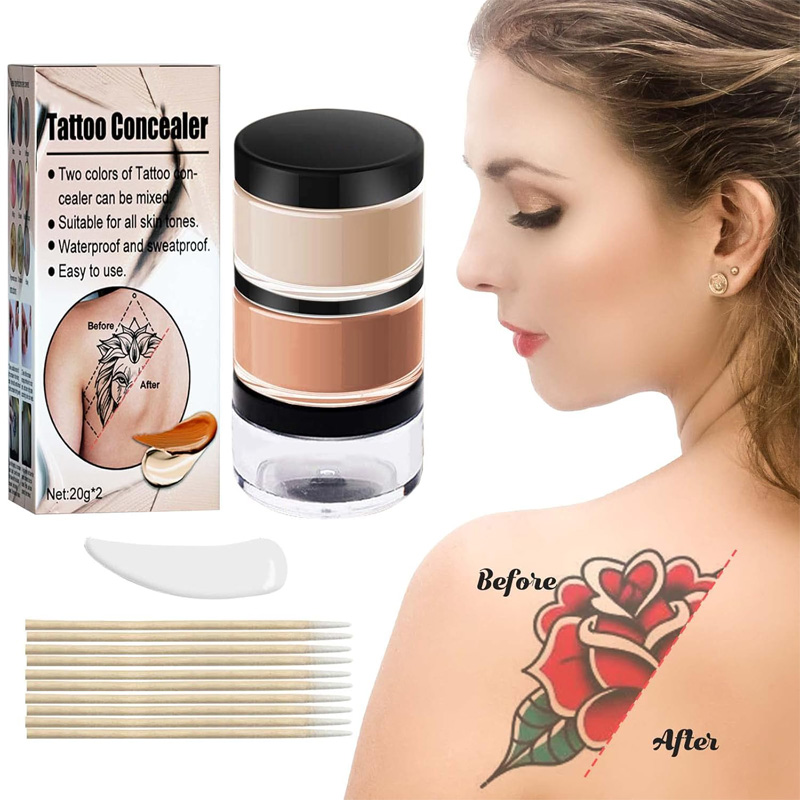 Tattoo Cover Up Makeup Waterproof, Professional Tattoo Concealer Use On Body, For Legs, Dark Spots, Scars, Vitiligo