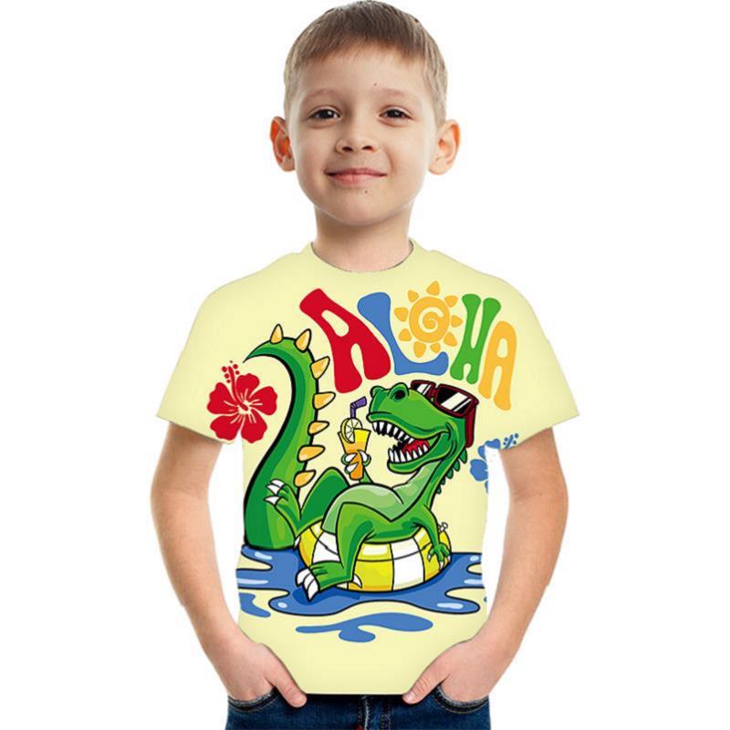 Title 4, Childrens T-shirt 3D Printed Dinosaur Short Sl...