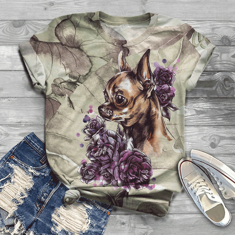 Title 5, 3D Honden Gouden Haar Print Heren T-shirt Losse...